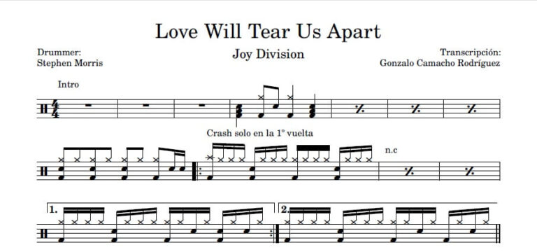 Joy Division - Love Will Tear Us Apart partitura de bateria