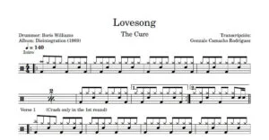 The Cure - Lovesong - Partitura de Batería - Drum Sheet Music