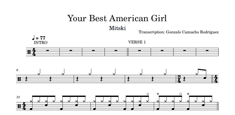 Mitski - Your Best American Girl - Drum Sheet Music